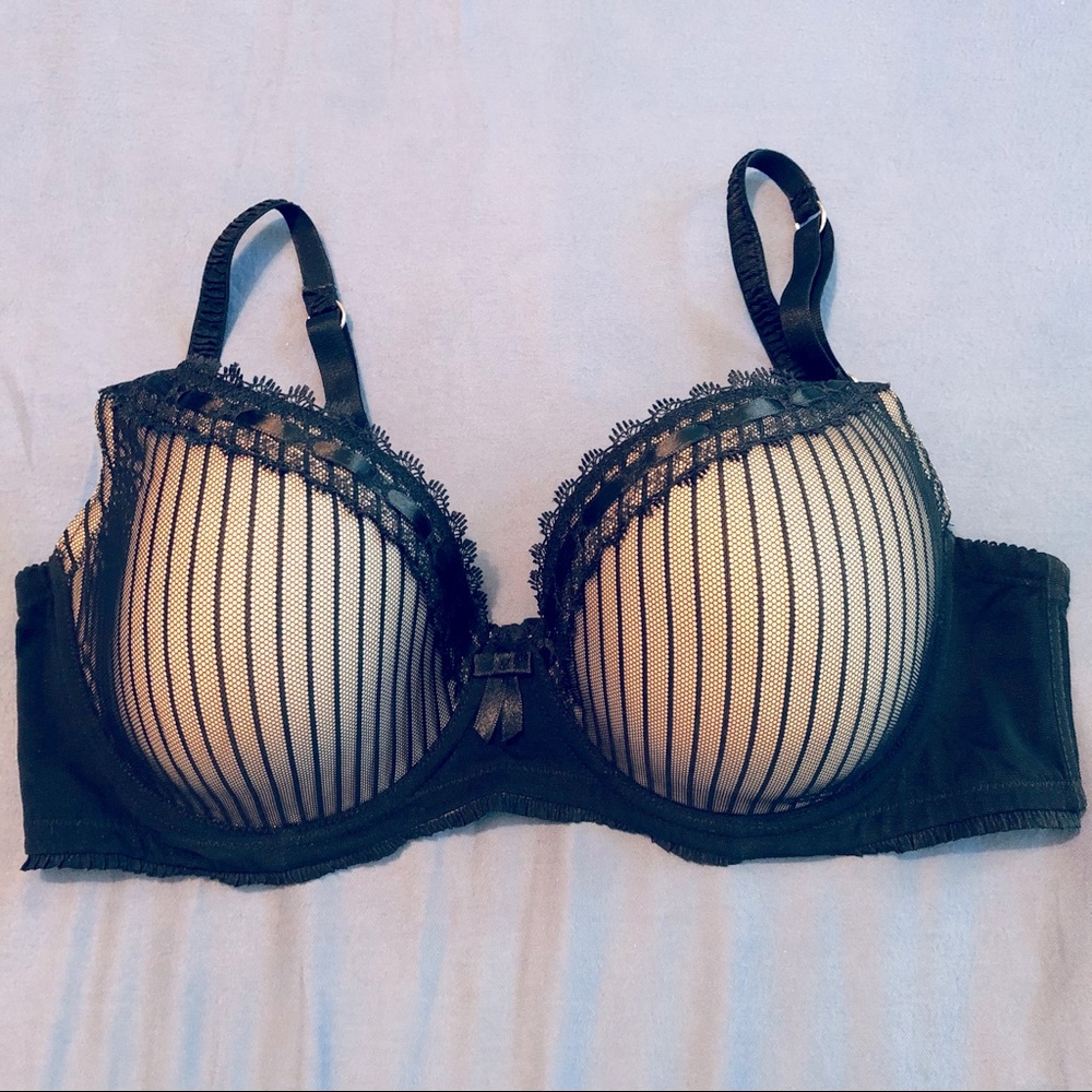 Jacob Black Net Blush Nude Padding Underwire Lightly Padded Full Coverage Bra